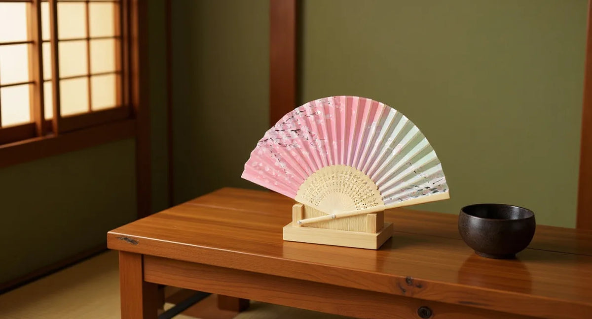 How to display a Japanese hand fan on a quiet wall