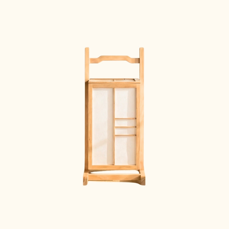 Traditional bamboo japanese lamp with shoji paper panels and wooden frame structure displayed on clean white background showing authentic craftsmanship
