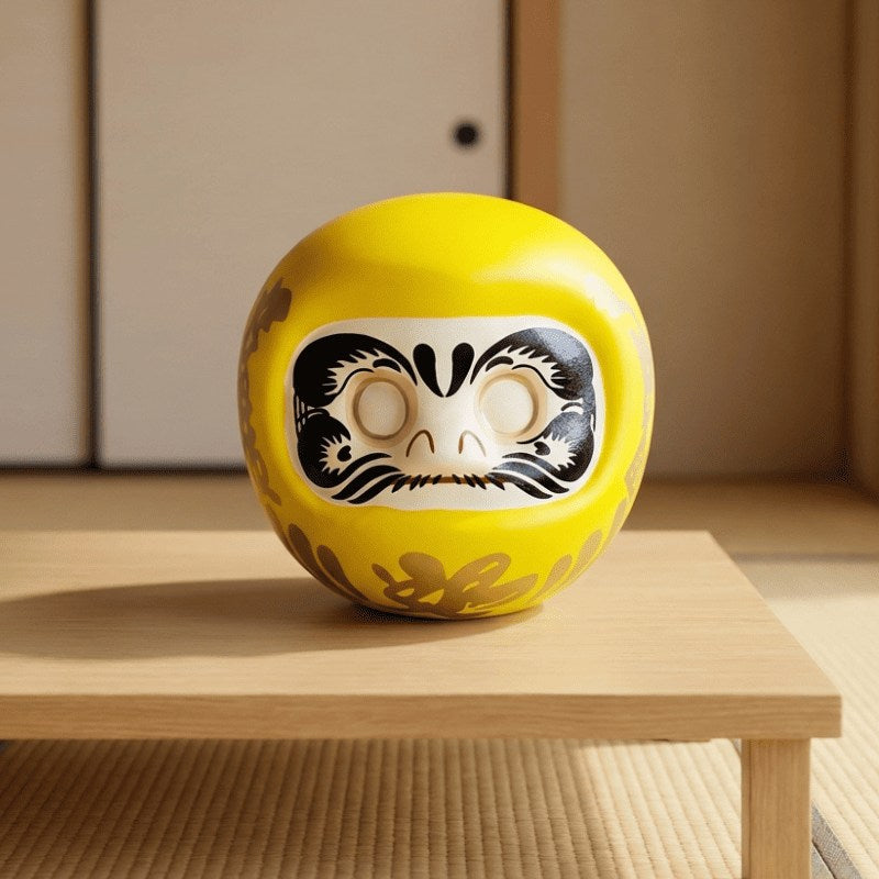 This yellow daruma doll Japan represents wealth and prosperity traditions. Place near your workspace to channel focused financial energy and success.