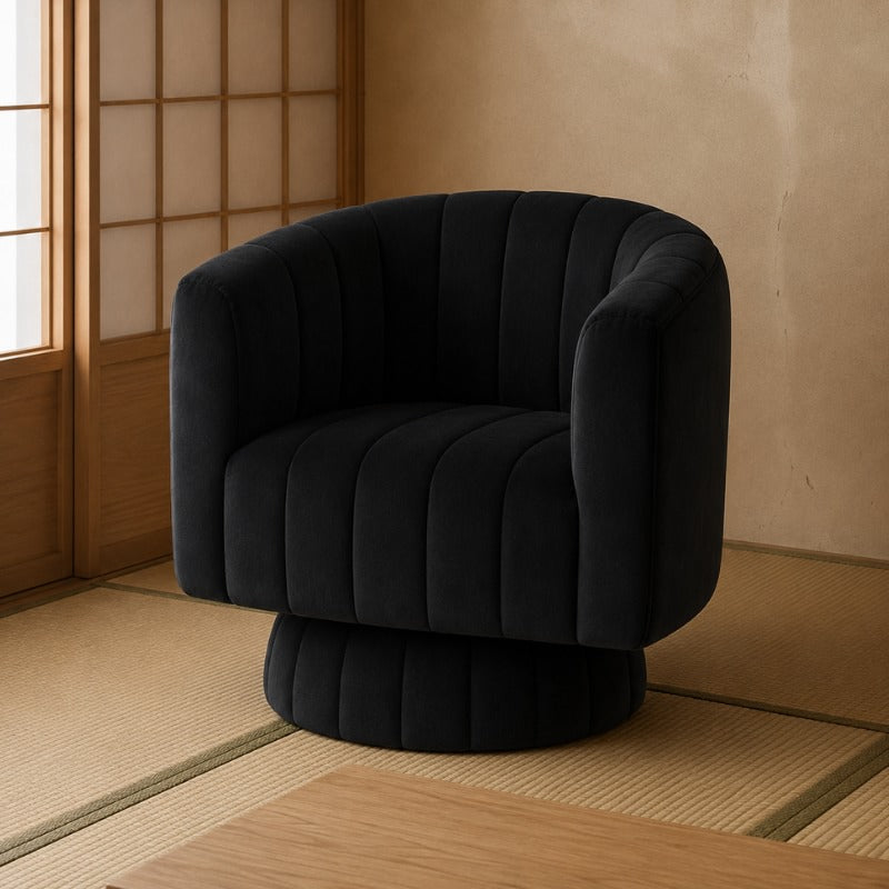 Japanese sofa floor with black bubble upholstery on tatami near shoji screen and low wooden table in traditional setting