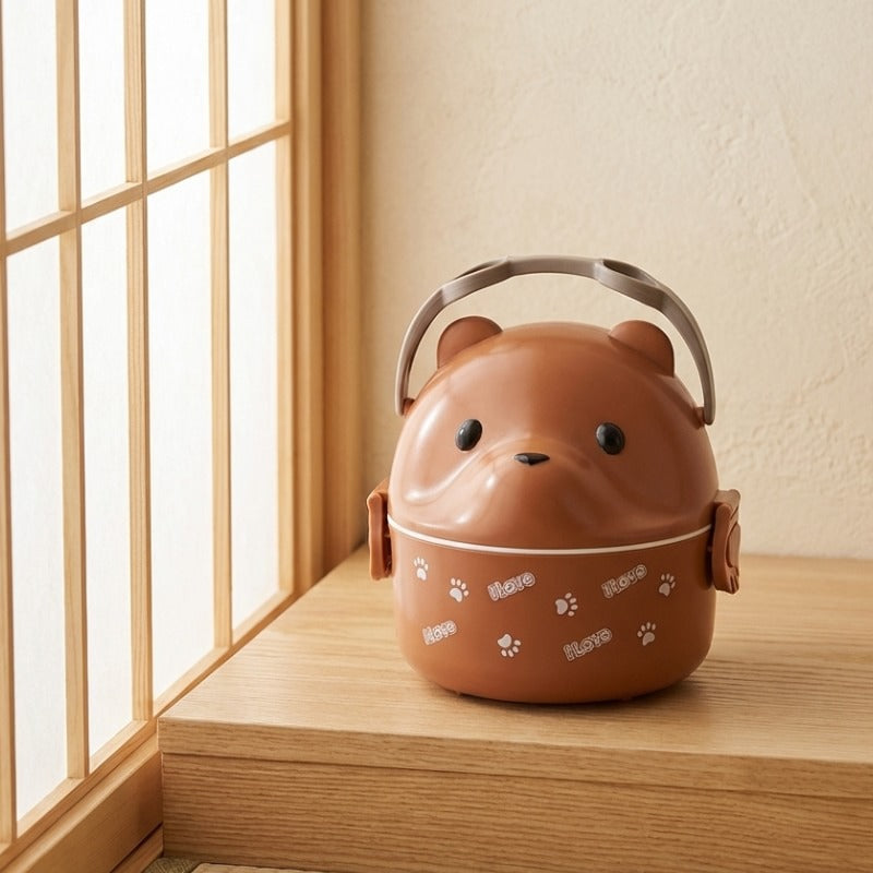 Earthy kids bento box japanese with carrying handle on windowsill in traditional tatami room with shoji