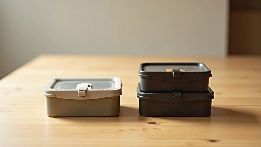 Single-tier and two-tier bento boxes side by side for comparison