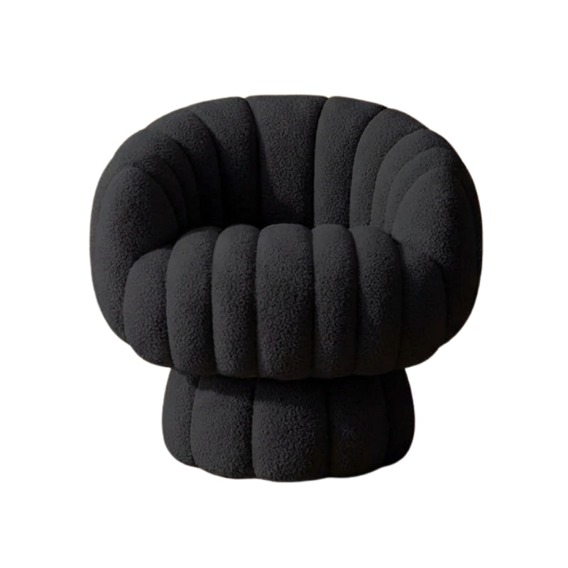 Floor sofa japanese black armchair with sculptural bubble design and pedestal base isolated on clean neutral background