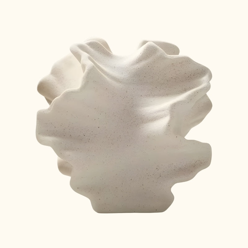 Contemporary floral vase japanese with undulating texture on clean white background