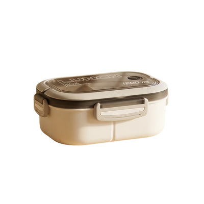 The bento box japanese 1200ml white with transparent lid secure clips and leak proof seal displayed on neutral background