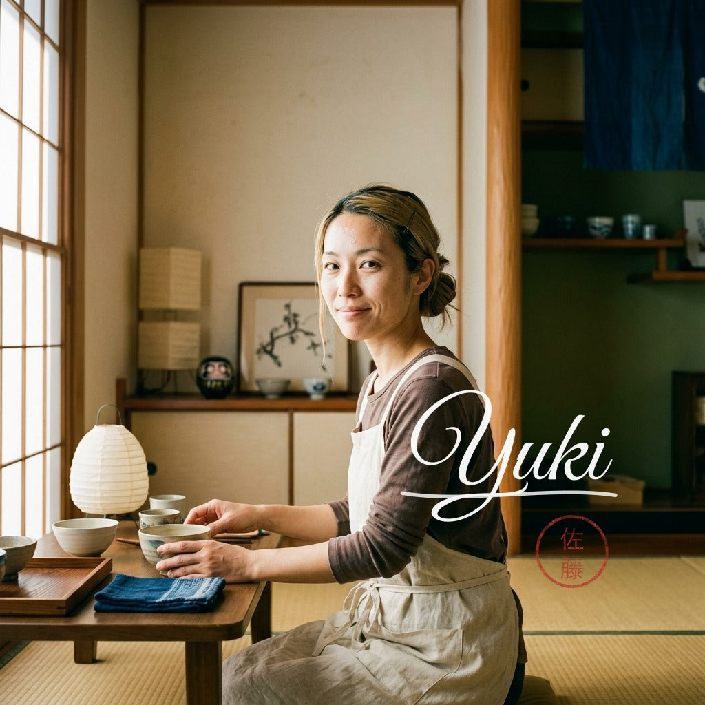 Yuki Sato, founder of Japanese Decor, in her washitsu workroom